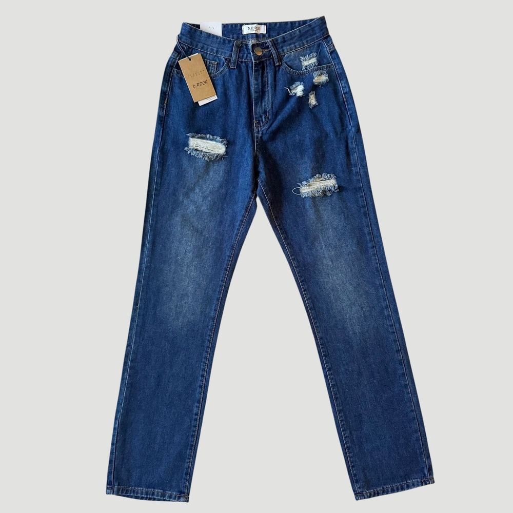 Distressed Boyfriend high rise‎ Jeans D.Rock Blue sz 1 26 NEW NWT indie Grunge